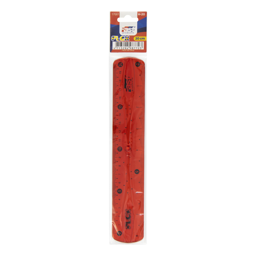 REGLA FLEXIBLE 20 CM. ROJA FAST 