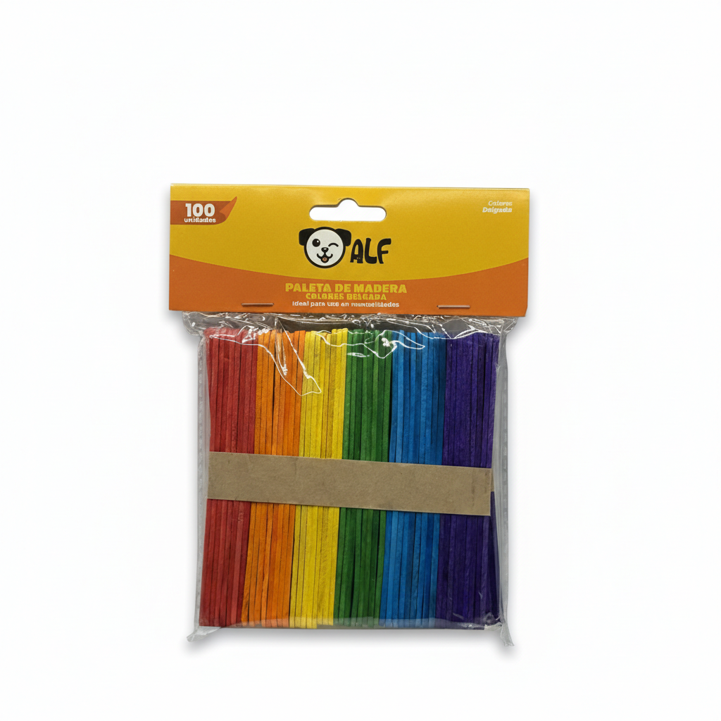 PALETAS MADERA 100 U. DELGADAS COLORES ALF (100) 