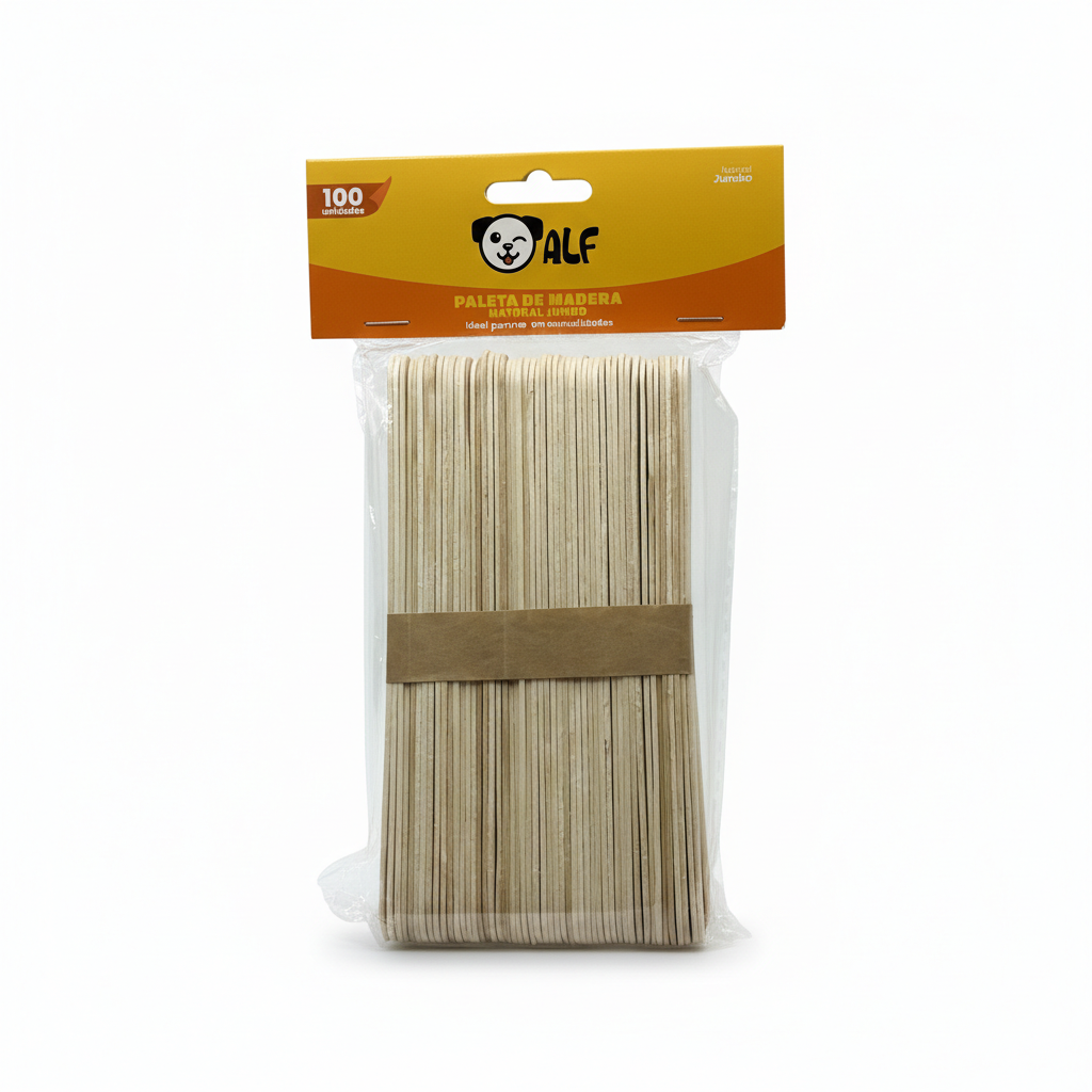 PALETAS MADERA 100 U. JUMBO NATURAL ALF (50)