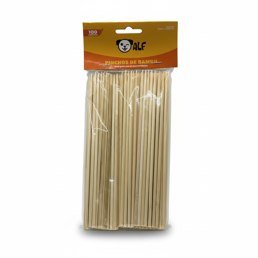 PINCHOS DE BAMBU 3 MM. X 150 MM. 100 U. NATURAL ALF (100)  