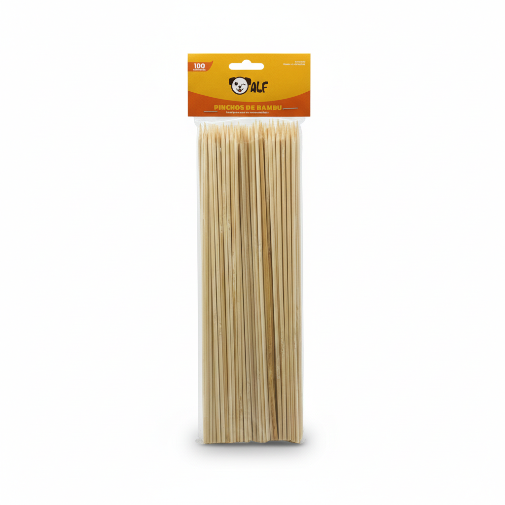 PINCHOS DE BAMBU 3 MM. X 250 MM. 100 U. NATURAL ALF (100)    