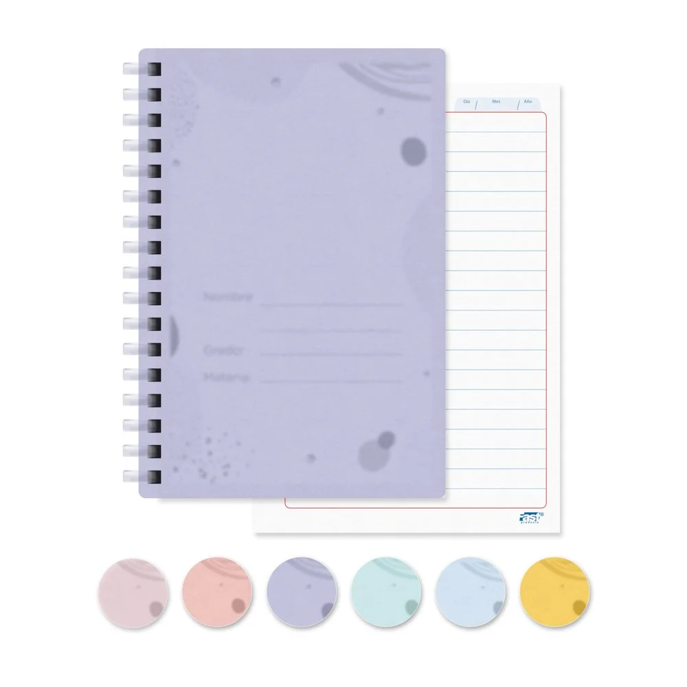 LIBRETA ESPIRAL PLASTICO COL. PASTEL 100 H. LINEAS FAST 