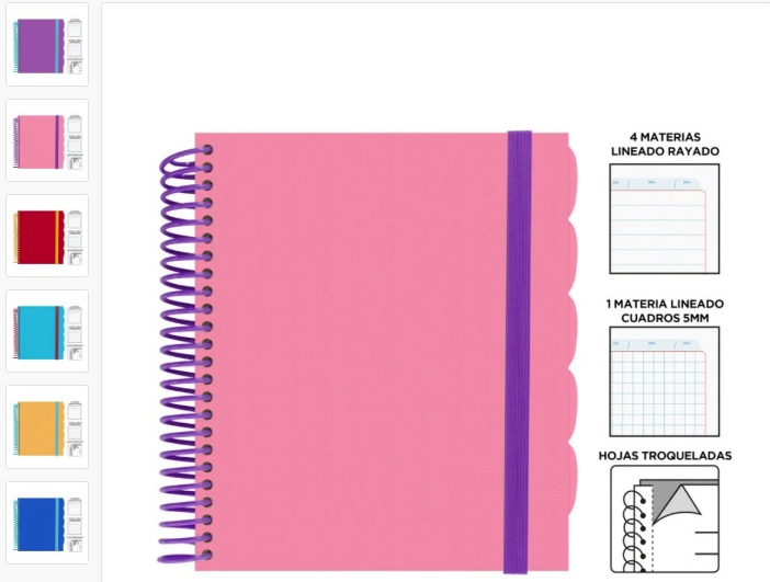 CUADERNO CON ESPIRAL MEDIA CARTA 5 MATERIAS FAST