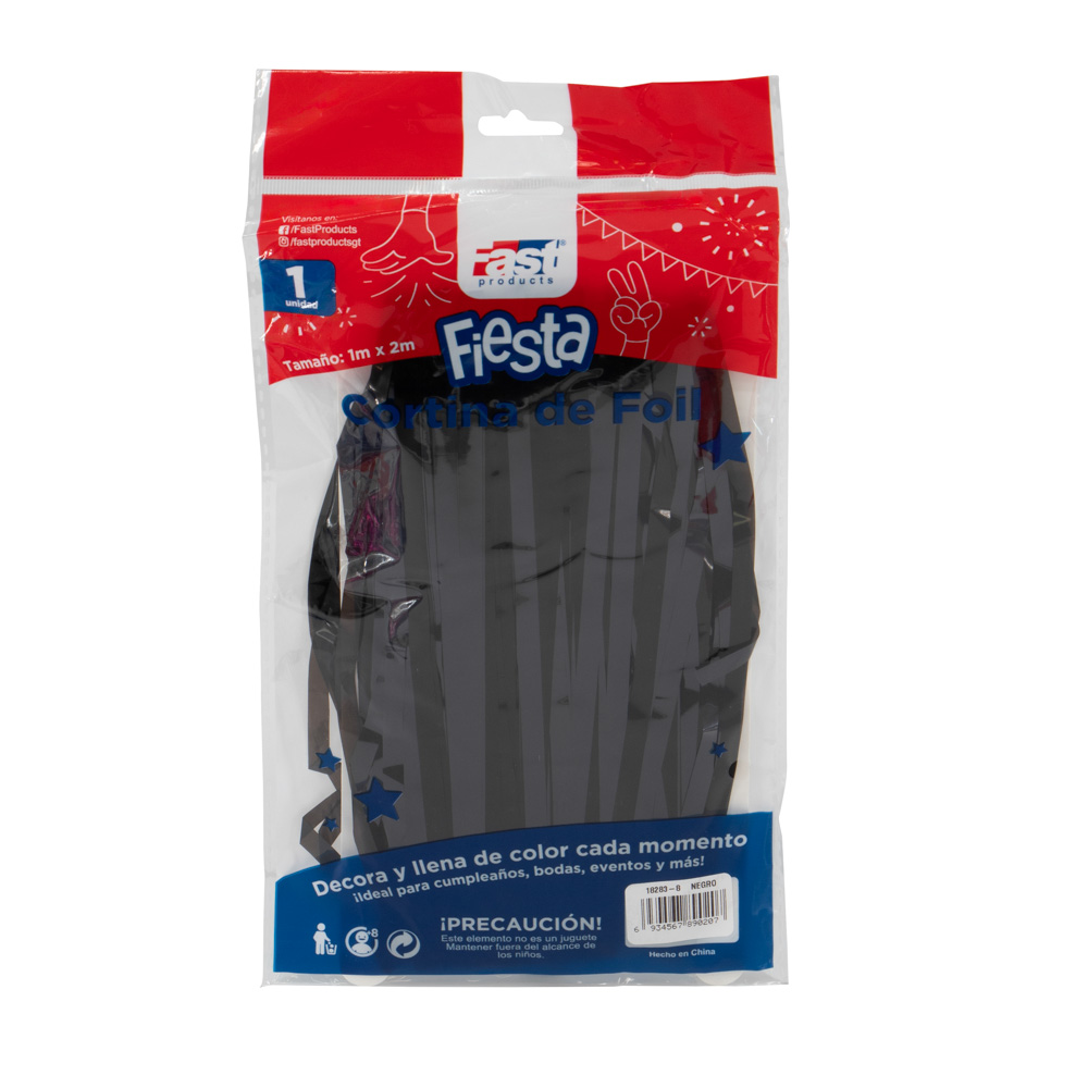 CORTINA DE FIESTA METALICA 1 M. X 2 M. NEGRO FAST 