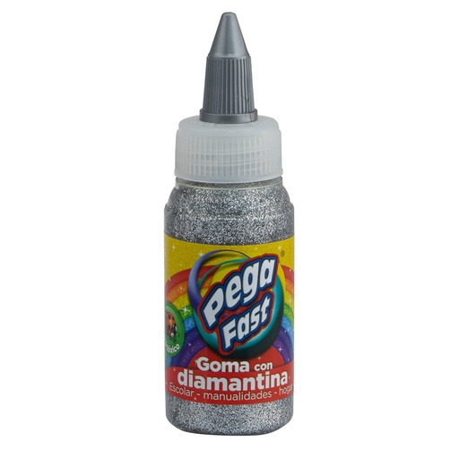 GOMA CON DIAMANTINA 60 ML. PLATEADA FAST