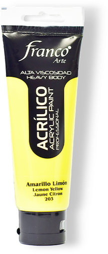 [14203-100] ACRILICO PRO. 100 ML. 203 AMARILLO LIMON FRANCO ARTE (3*24)