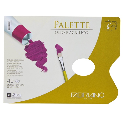 BLOCK PALETTE OLEO Y ACRILICO 24 CM. X 32 CM. 40 H. 90 G. FABRIANO