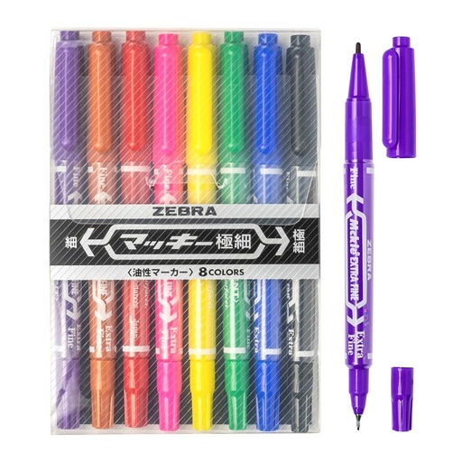 MARCADORES PERMANENTES DOBLE PUNTA MCKIE 8 COL. ZEBRA