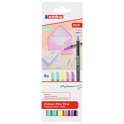 MARCADORES PASTEL 6 COL. EDDING