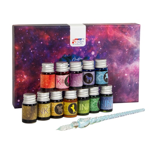 PLUMA FUENTE CRISTAL 12 COLORES FAST