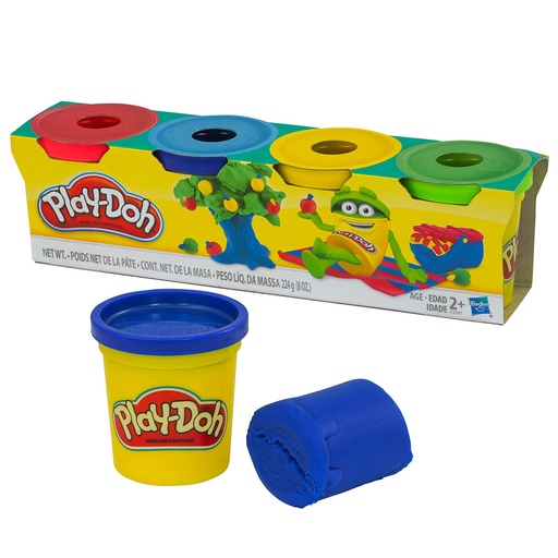 PLASTICINA EN BOTE 2 ONZ.  4 COL. PLAY-DOH