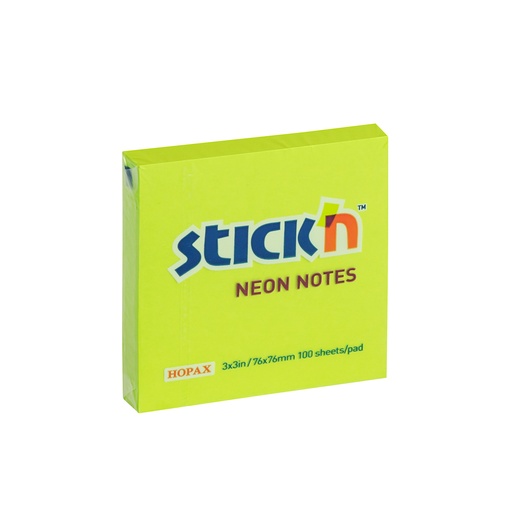 BLOCK ADHESIVO 3 PLG. X 3 PLG. VERDE NEON STICKN