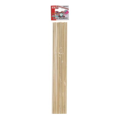 PALITOS MADERA 6 MM. X 30 CM. PM028-4 NATURAL MP