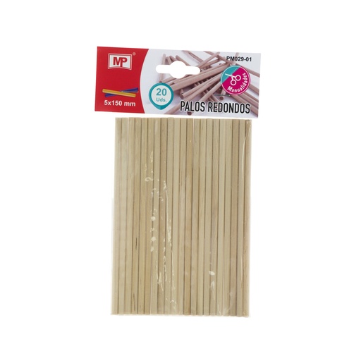 PALITOS MADERA 5 MM. X 15 CM. PM029-01  NATURAL MP