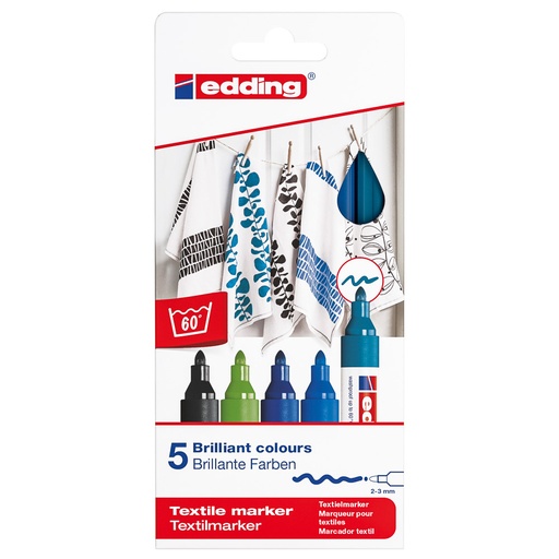 MARCADORES PARA TELA FRIOS 2-3 MM. 5 COL EDDING