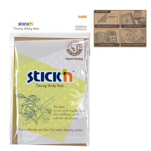 [21819] BLOCK TRANCING NOTES TRANSPARENTE 21819 6PLG X 4PLG. STICKN
