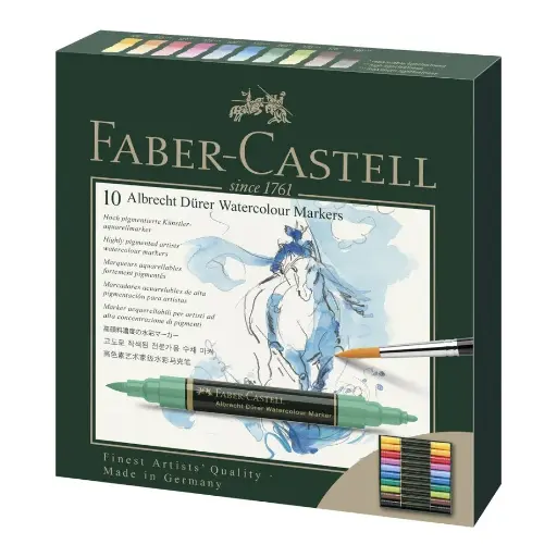 MARCADORES PUNTA PINCEL ACUARELABLES 10 COL. FABER CASTELL