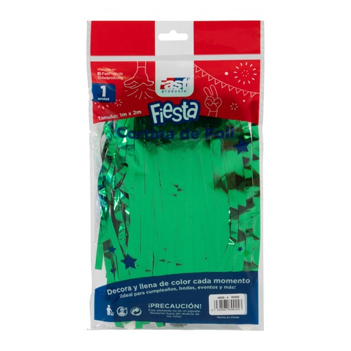 CORTINA DE FIESTA METALICA 1 M. X 2 M. VERDE FAST