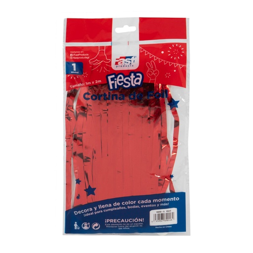 CORTINA DE FIESTA METALICA 1 M. X 2 M. ROJO FAST