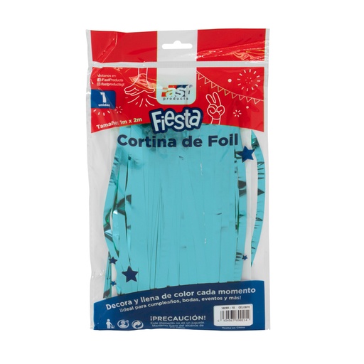 CORTINA DE FIESTA METALICA 1 M. X 2 M. CELESTE FAST