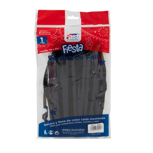 CORTINA DE FIESTA METALICA 1 M. X 2 M. NEGRO FAST