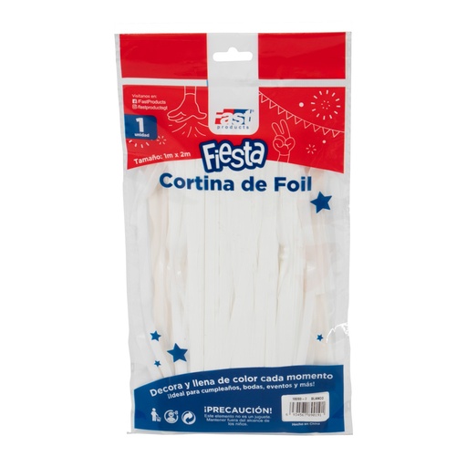 CORTINA DE FIESTA METALICA 1 M. X 2 M. BLANCO FAST