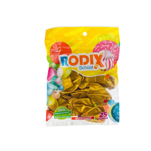 GLOBOS 25 U. DORADO METALICO. RODIX