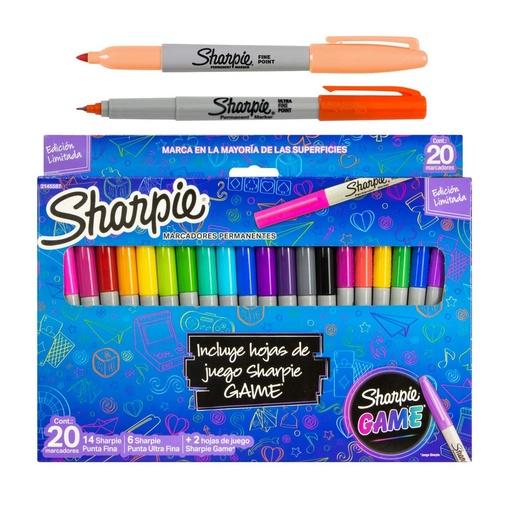 MARCADORES PERMANENTES 20 COL. PUNTA EXTRA FINA SHARPIE