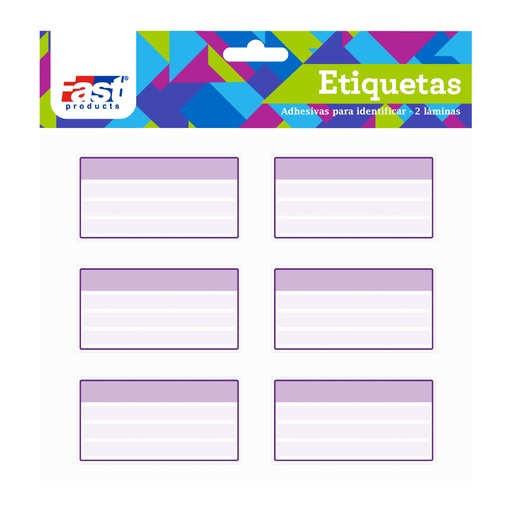 ETIQUETAS ESCOLARES MORADO 12 U. FAST