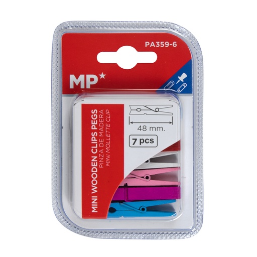 GANCHOS MADERA 48 MM 7 U. COLORES MP.