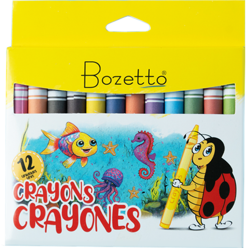[30001] CRAYONES CERA 12 COL. 100 MM. X 10 MM. BOZETTO (12*12)