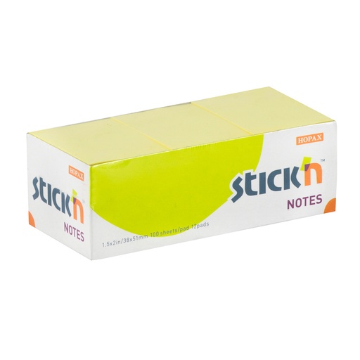 BLOCK ADHESIVO 1.5 PLG X 2 PLG 12 U. AMARILLO STICKN