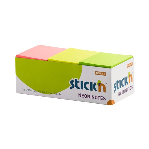 BLOCK ADHESIVO 1.5 PLG X 2 PLG 12 U. 21131 COL NEON STICKN