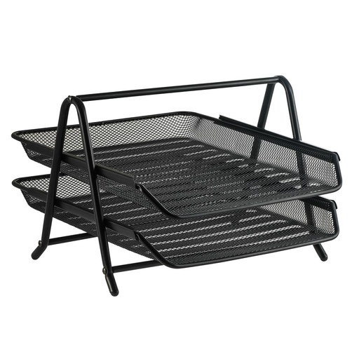 PAPELERA 2 NIVELES METALICA MESH NEGRA W2016 FAST