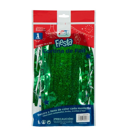 CORTINA DE FIESTA FOIL 1M X 2M. LASER VERDE FAST