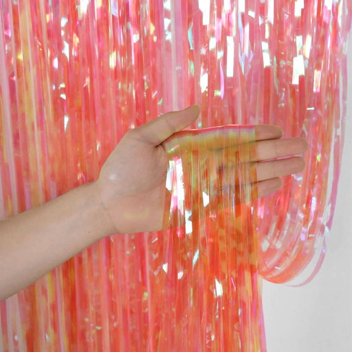 CORTINA DE FIESTA FOIL 1M X 2M. ARCOIRIS NARANJA FAST
