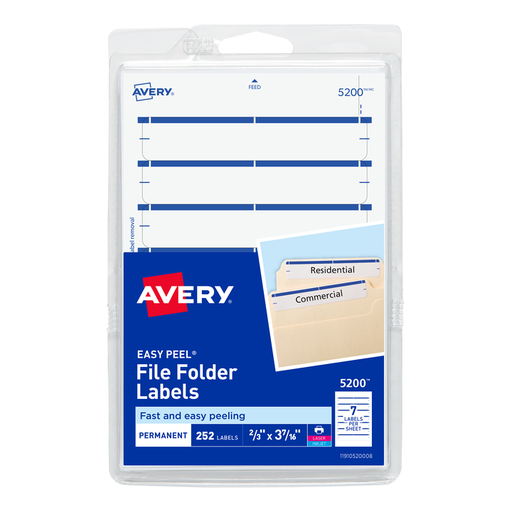 [AV05200] ETIQUETA ADHESIVA FILE 05200 AZUL 2/3 PLG. X 3 7/16 PLG. AVERY