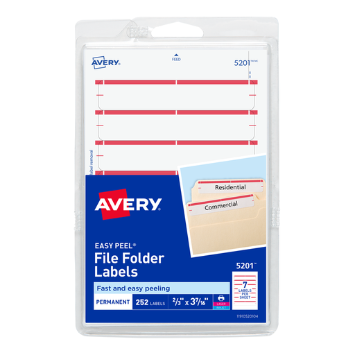 [AV05201] ETIQUETA ADHESIVA FILE 05201 ROJA 2/3 PLG. X 3 7/16 PLG. AVERY