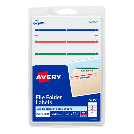 [AV05215] ETIQUETA ADHESIVA FILE 05215 COLORES 11/16 PLG. X 3 7/16 PLG. AVERY
