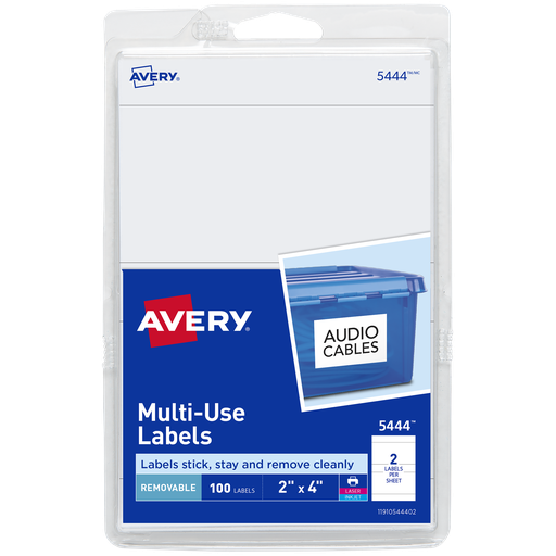 [AV05444] ETIQUETA ADHESIVA REMOVIBLE 05434 BLANCA 2 PLG. X 4 PLG. AVERY