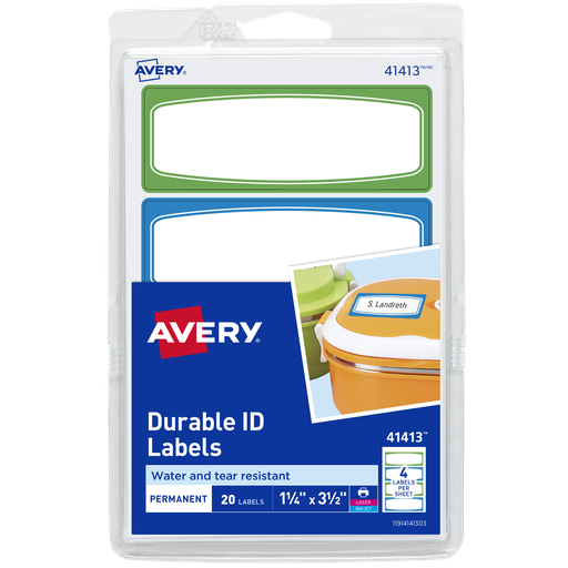 [AV41413] ETIQUETA ADHESIVA RESISTETE AL AGUA Y RASGADURAS 41413 COLORES 1 1/4 PLG. X 3 1/2 PLG. AVERY