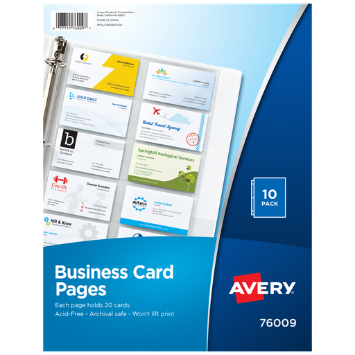 [AV76009] FUNDAS PORTA TARJETAS 76009 10 H. CARTA AVERY