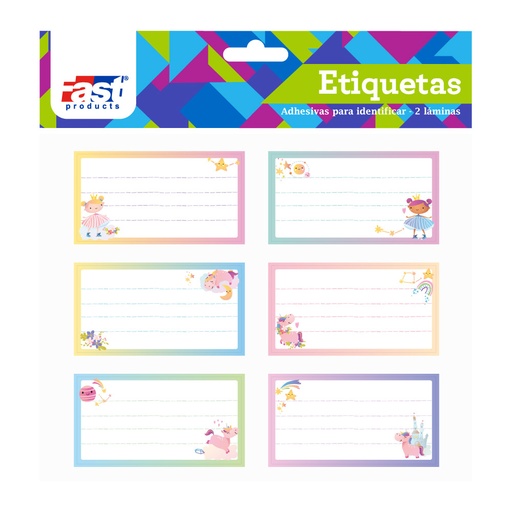 ETIQUETAS ESCOLARES FANTASIA 12 U. FAST