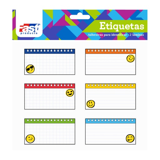 ETIQUETAS ESCOLARES EMOJI 12 U. FAST