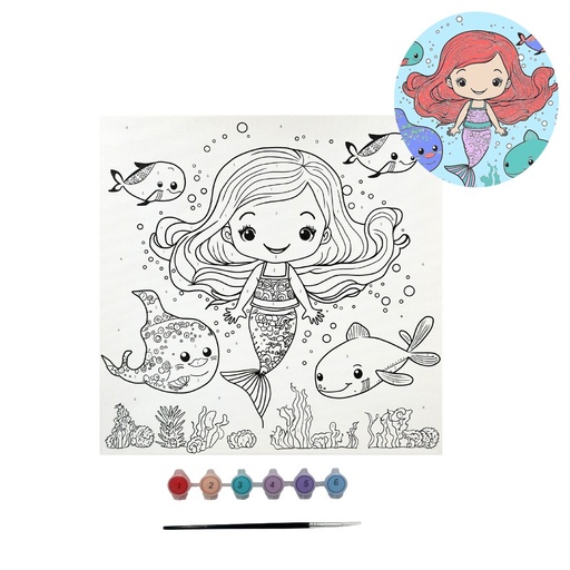 [CVS-017] SET DE PINTURA PINTA POR NUMEROS SIRENA 11.8 PLG. X 11.8 PLG. ANGELS CRAFT