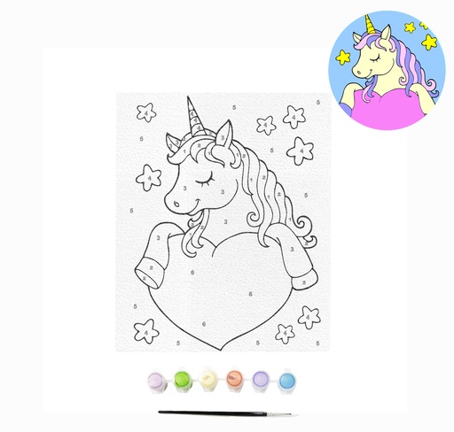 [CVS-030] SET DE PINTURA PINTA POR NUMEROS UNICORNIO 4 PLG. X 6 PLG. ANGELS CRAFT