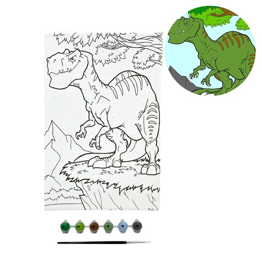 [CVS-034] SET DE PINTURA PINTA POR NUMEROS DINOSAURIOS 7.5 PLG. X 11 PLG. ANGELS CRAFT