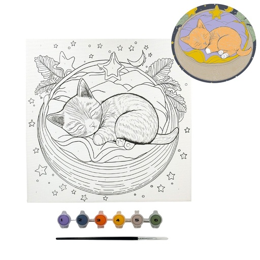 [CVS-041] SET DE PINTURA PINTA POR NUMEROS GATO 11.8 PLG. X 11.8 PLG. ANGELS CRAFT