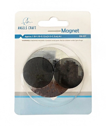 [EM-007] IMANES REDONDOS CON ADHESIVO 3 CM. 4 U. ANGELS CRAFT