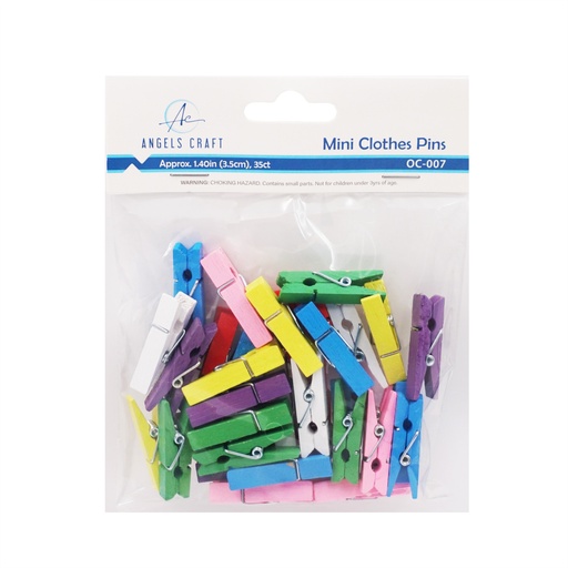 [OC-007] GANCHOS DE MADERA DE COLORES 3.5 CM 35 U. ANGELS CRAFT